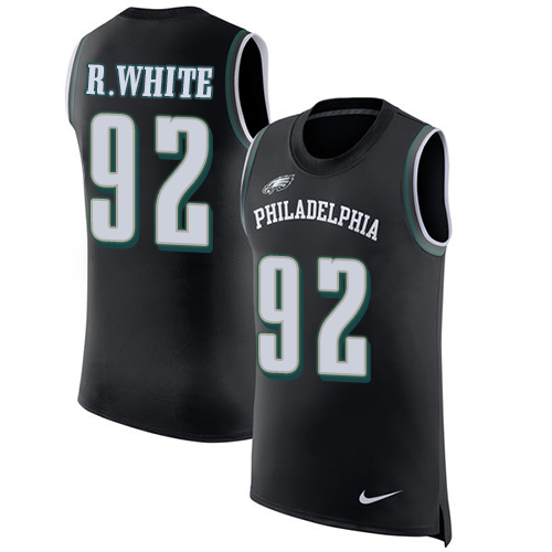 Nike Eagles #92 Reggie White Black Alternate Men's Stitched NFL Limited Rush Tank Top Jersey - Click Image to Close